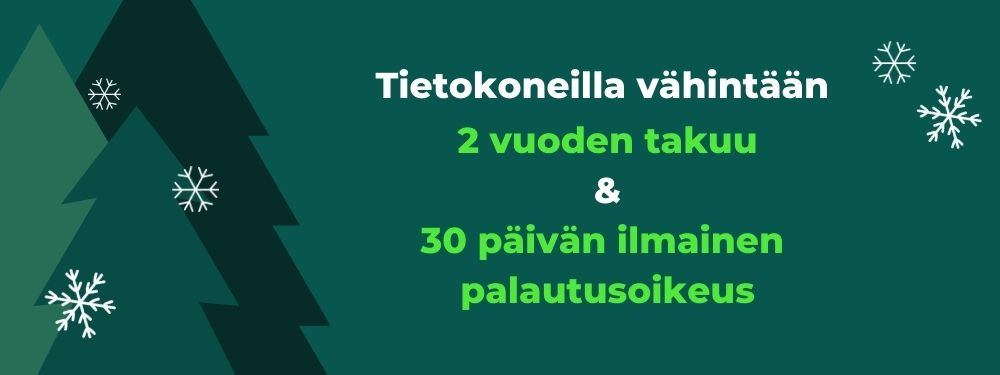 Vuoden takuu ja ilmainen palautusoikeus mobiili